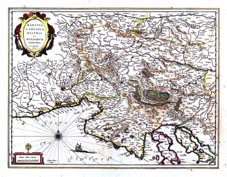 BLAEU, GUILIELMUS: MAP OF SLAVONIA, CROATIA, BOSNIA AND PARTS OF DALMATIA